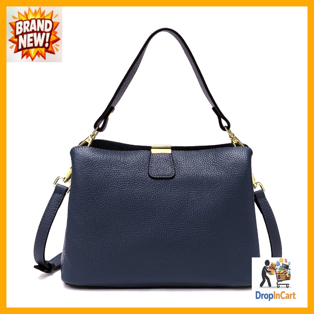Genuine Leather Crossbody Bucket Bag Adjustable Straps Elegant Minimal Chic